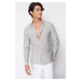 Trendyol Light Khaki Slim Fit Striped Shirt