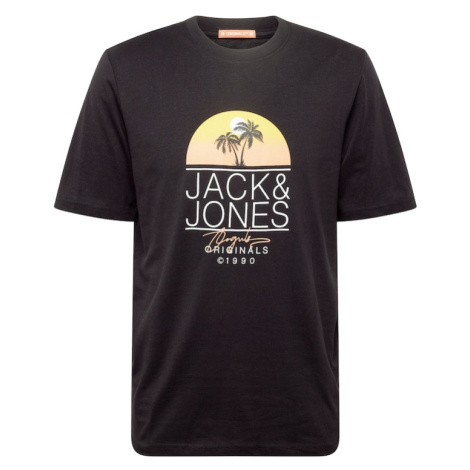 JACK & JONES Tričko 'CASEY'  žltá / pastelovo oranžová / čierna / biela