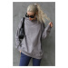 Madmext Dyed Gray Basic Oversize Women's Sweatshirt
