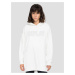 White Women's Oversize Sweatshirt with Torn Replay Effect - Women