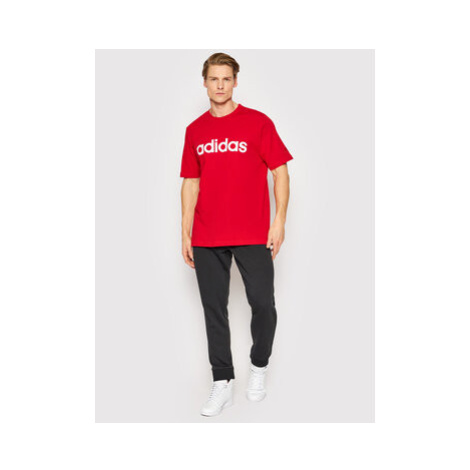 Adidas Tričko Essentials Embroidered Linear Logo GL0061 Červená Regular Fit