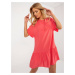 Coral dress with ruffles and short sleeves by Sindy SUBLEVEL