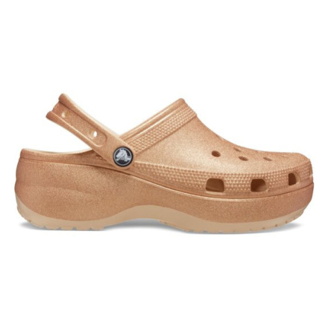 Crocs Šľapky Classic Platform Glitter Clog W 207241 Béžová