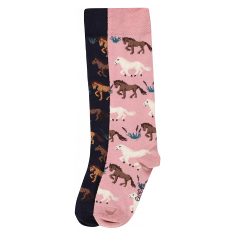 EWERS Ponožky 'Pferde'  námornícka modrá / zmiešané farby / ružová