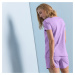 Blancheporte Pyžamo so šortkami a krátkymi rukávmi, potlač "mačky" lila