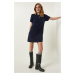 Happiness İstanbul Navy Blue Soft Textured Mini Knitwear Dress