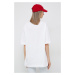 Bavlnené tričko Lacoste biela farba, jednofarebný