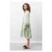 Ľanové šaty Ivy & Oak zelená farba, mini, áčkový strih
