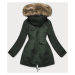 Obojstranná dámska zimná bunda v khaki farbe (W557BIG)