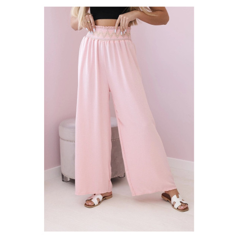 Trousers with wide elastic waistband powder pink