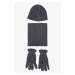ALTINYILDIZ CLASSICS Men's Anthracite-Melange Fleece Beanie Neck Glove Set