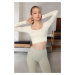 Trendyol Beige Seamless/Seamless Crop Extra Stretchy Knitted Sports Top/Blouse