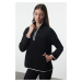 Trendyol Black Polar Zipper and Piping Detailed Winter Knitted Sports Sweatshirt