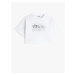 Koton Oversized Crop T-Shirt Printed Short Sleeves Crew Neck Cotton