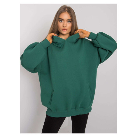 Women's cotton dark green sweatshirt with pockets