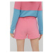 Bavlnené šortky Femi Stories dámske, ružová farba, s nášivkou, vysoký pás