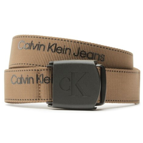 Calvin Klein Jeans Pánsky opasok Plaque Logo Webbing Belt 38Mm K50K510473 Kaki