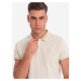 Ombre Melange men's polo shirt with striped collar - sand melange