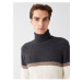 LC Waikiki Men's Turtleneck Long Sleeve Color Block Knitwear Sweater