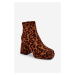 Suede ankle boots with sturdy heels, animal pattern, brown Abnous