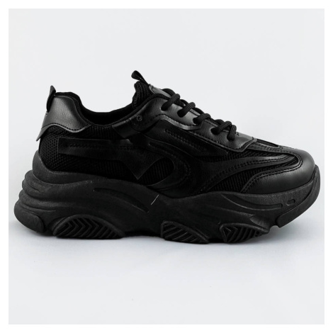 Čierne šnurovacie tenisky na platforme (WH2120) čierna Sweet Shoes