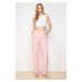 Trendyol Pink Straight/Straight Cut Wide Leg Pleated Woven Trousers