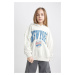 DEFACTO Girl&#39;s Oversize Fit Hooded Printed Sweatshirt