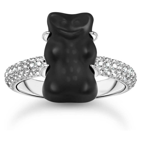 Thomas Sabo TR2478-052-11-56 Silver prstýnek With Black Gold Bear And Zirconia