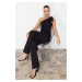 Trendyol Black Bow Detailed Single Sleeve Woven Jumpsuit