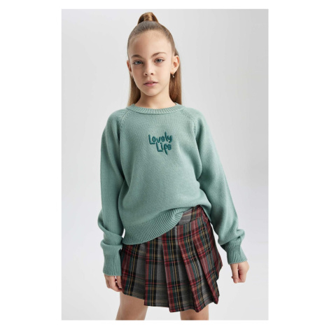 DEFACTO Girl's Crew Neck Printed Sweatshirt