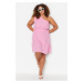 Trendyol Curve Pink One-Shoulder Woven Dress