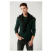 Avva Men's Green Knitwear Sweater Crew Neck Front Textured Cotton Regular Fit