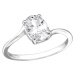 Silver Big Stone Engagement Ring