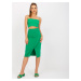 Basic green pencil skirt with slit