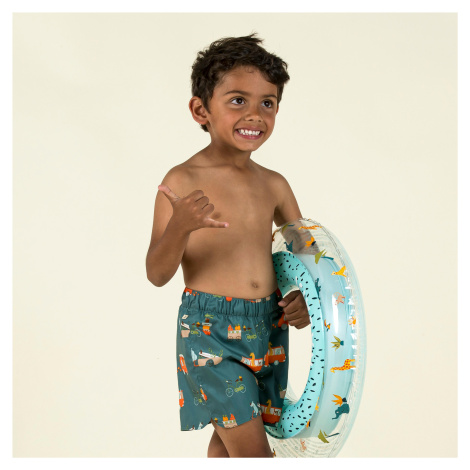 Detské šortkové plavky tmavozelené s potlačou Van NABAIJI
