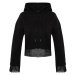 Trendyol Black Thick Inner Fleece Mesh Detailed Hooded Comfort Fit Crop Knitted Sweatshirt