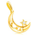 Diamantový prívesok zo 14K žltého zlata - mesiac s nápisom "LOVE", hviezda s briliantom