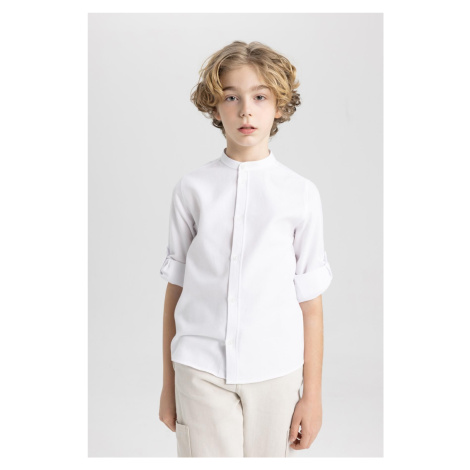 DEFACTO Boy's High Neck See-through Textured Long Sleeve Shirt