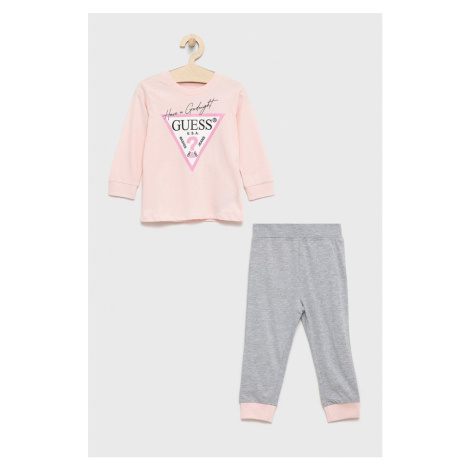 Detské pyžamo Guess ružová farba, jednofarebná