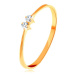 Briliantový zlatý prsteň 585 - tenké lesklé ramená, dva žiarivé číre diamanty - Veľkosť: 65 mm