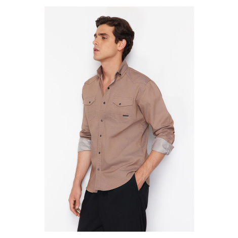 Trendyol Beige Regular Snap Fastener Shirt