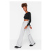 Trendyol Gray Wide Leg Rib Stitching Detail Fleece Inner Sports Trousers