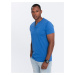 Ombre Men's t-shirt with round henley neckline - blue