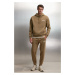 GRIMELANGE Bernon Men's Soft Fabric Three Pocket Khaki Sweatpants with Elastic Le