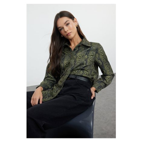 Trendyol Snake Patterned Satin Woven Shirt