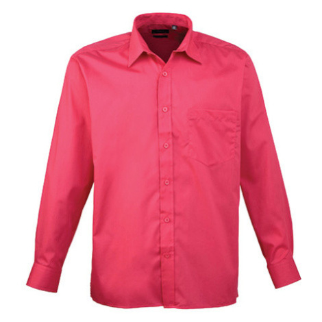 Premier Workwear Pánska košeľa s dlhým rukávom PR200 Hot Pink -ca. Pantone 214c