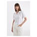 DEFACTO Crop Short Sleeve White Shirt