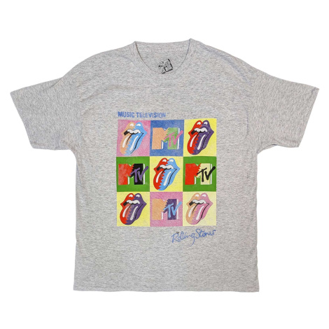 MTV tričko Rolling Stones Warhol Squares Šedá
