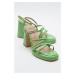 LuviShoes OPPE Green Patent Leather Women's Heeled Shoes