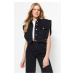 Trendyol Čierna gombíková detailná džínsová vesta